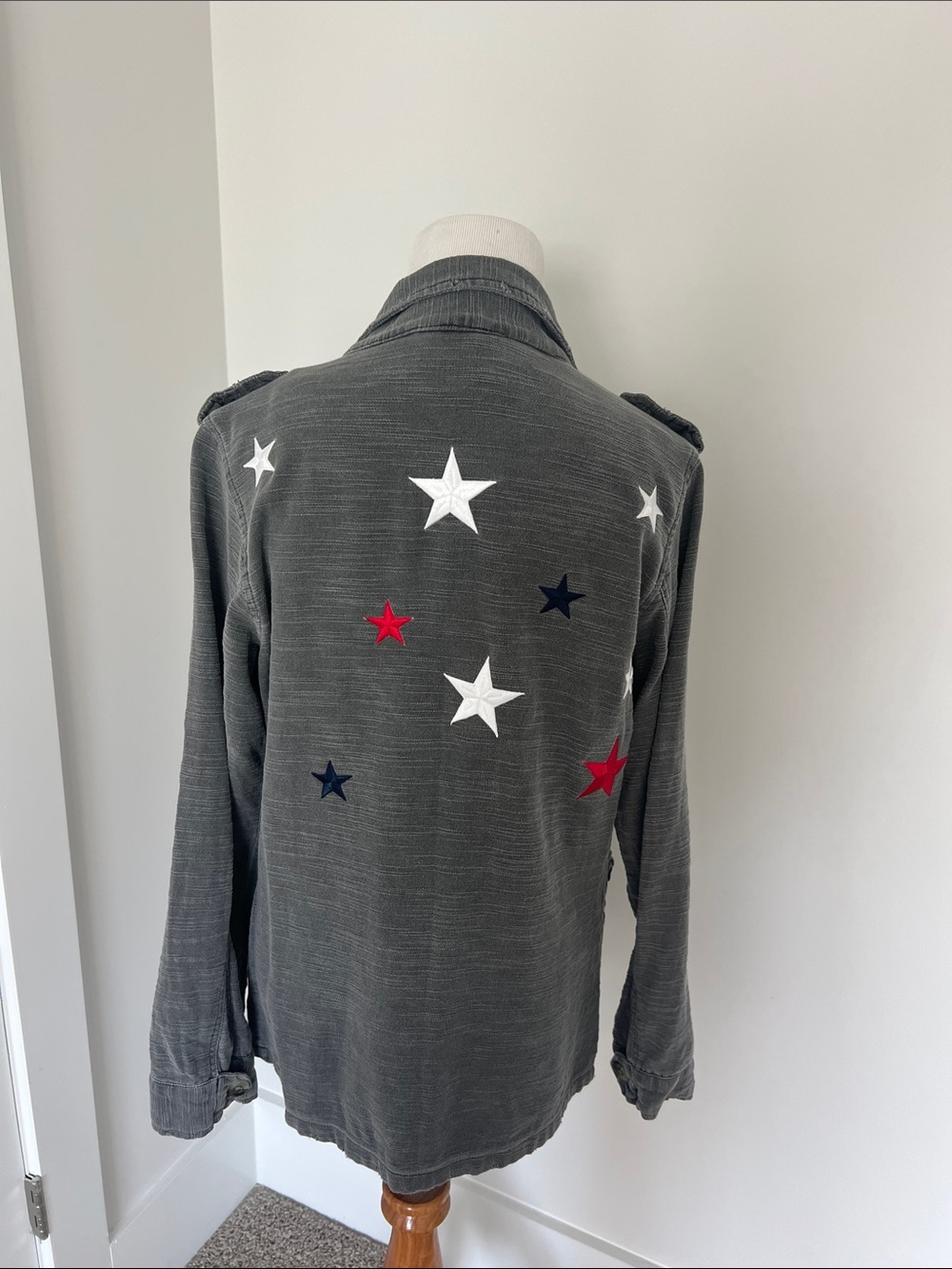 Sundry Gray Military Utility Jacket Star Appliqué
